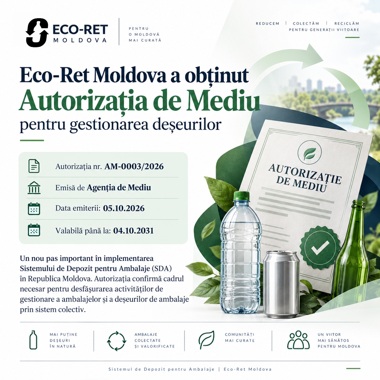 Eco-Ret Moldova a obținut Autorizația de Mediu nr. AM-0003/2026